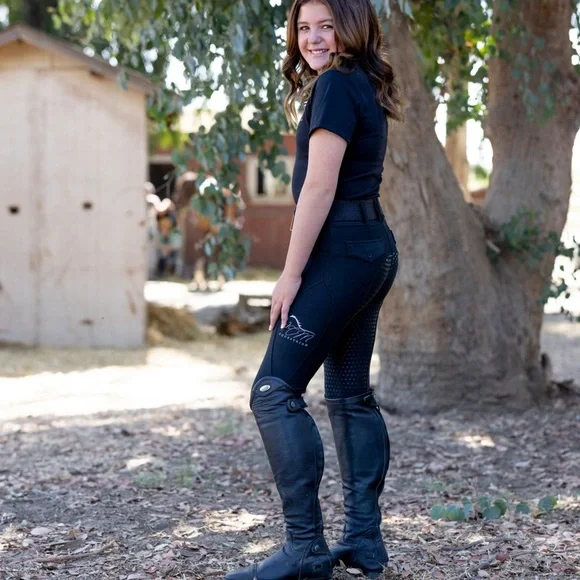 Black Equestrian Zip-Up Top - Picture 3 of 4